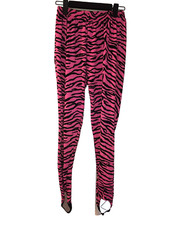 Adult One Size Pink Striped Stirrup Trousers/Leggings Fancy Dress USED Halloween