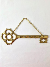Vintage Solid Brass Key Design Key Holder Wall Hanging Chain 5 Hooks Gift