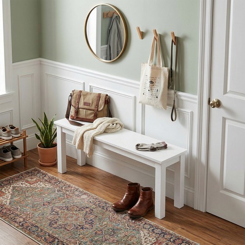 Modern white wooden bench - modern,