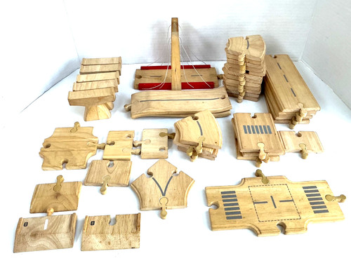 Piece wooden train track - wooden,