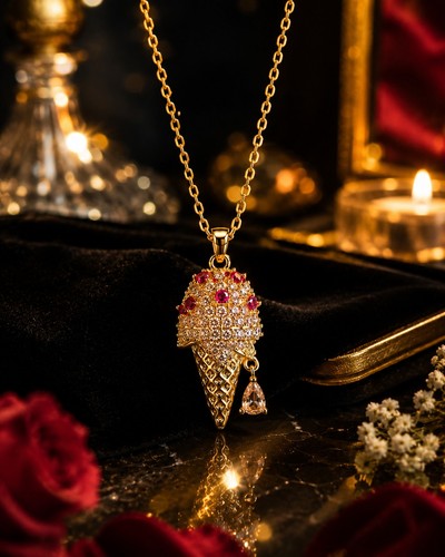 Ice cream cone crystal - cz,