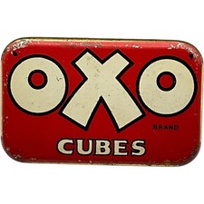 Vintage OXO Cubes Tin Red Gold