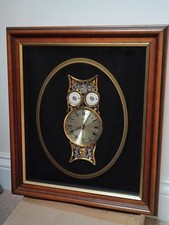Ken Broadbent Owl Vintage collage working clock wooden frame