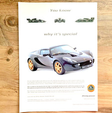 LOTUS ELISE TYPE 72 - COLLECTIBLE FRAMEABLE ORIGINAL CLASSIC CAR ADVERT