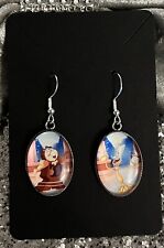 SILVER 925 DISNEY CLOCK & CANDLE EARRING BEAUTY & THE BEAST JEWELLERY CARTOON