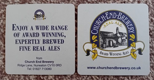 Church end brewery beer mat - church,