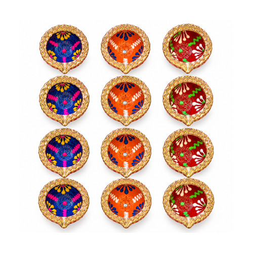 Set colourful clay diyas - colourful,
