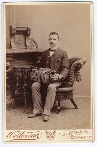 Musician playing concertina - playing,