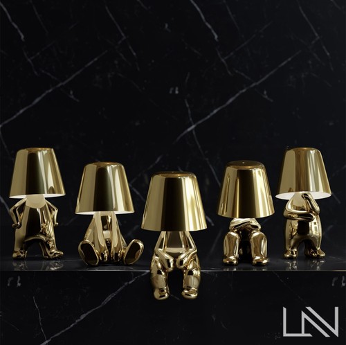 Gold man thinker table - man,