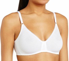 SLOGGI BASIC+ N, COTTON, NON-WIRED, NON- PADDED, SMOOTH, SOFT CUP BRA, IN WHITE,