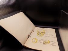 Unusual Medical Study Book With Hand drawn Artwork Of Human body Parts Skull Etc