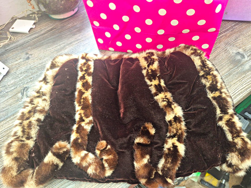 Vintage brown velvet muff fur - muff,