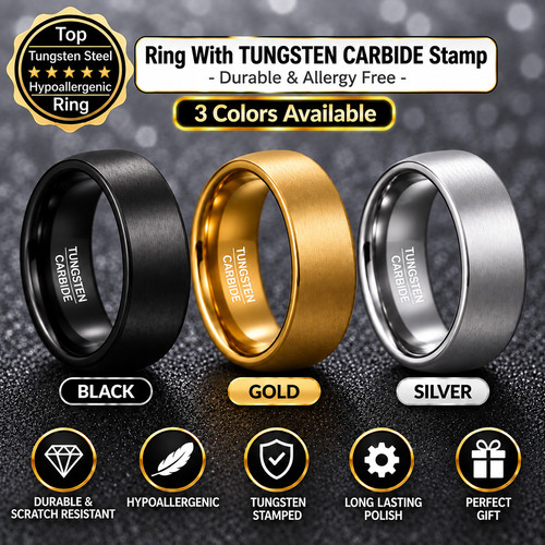 8mm wide simple - simple, tungsten