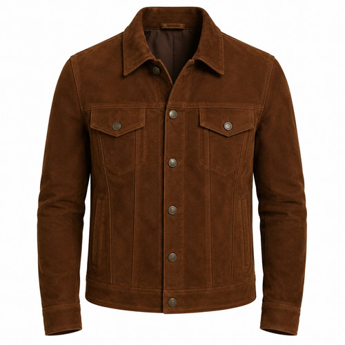 Men brown suede trucker - men's,