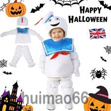 Kids Ghostbusters Stay Puft Costume Marshmallow Man Baby Toddler Halloween Suit.