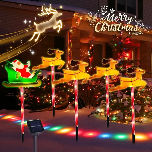Solar santa reindeer sleigh - reindeer,