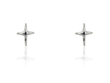 Solid Sterling Silver Cross Stud Earrings -  UK made - Faith, Free Gift Box