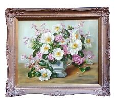 ALBERT WILLIAMS signed ORIGINAL OIL PAINTING STILL LIFE FLORAL CAMELLIA
