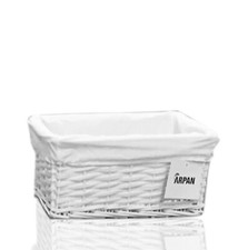 Arpan Wicker Storage Basket White With Cloth Lining Hand Woven Gift Hamper