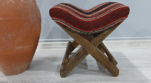 Turkish kilim footstool - kilim,