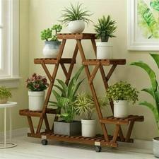 Movable Wood Flower Shelf