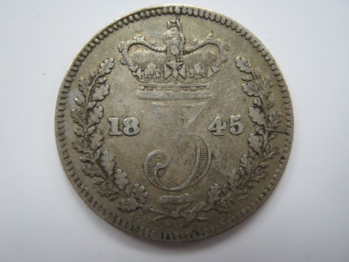 1845 silver threepence - silver, f