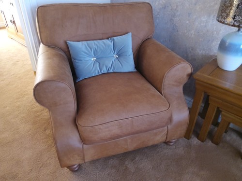 Dfs leather tan armchair - leather,