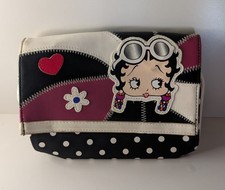Betty Boop Clutch Bag Folding Handbag Black Used