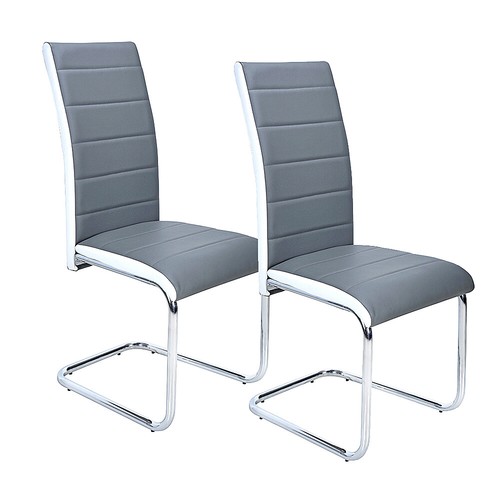 Grey faux leather dining - 4,