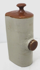 Large Ornate Antique Stoneware Bed Warmer / Hot Water Warmer Bottle