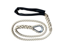 Mooring Rope Strop 12mm - 16mm Polyester 6" Soft Splice Beige Stainless Thimble