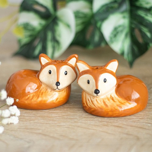 Fox salt and pepper shakers - and,