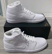 Nike Air Jordan 1 Mid - Triple White - Men's UK 11.5 - (554724-136)