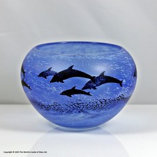 Malcolm Sutcliffe cameo glass bowl, Dolphins