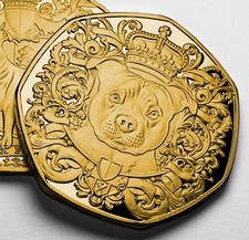 STAFFORDSHIRE BULL TERRIER 24ct Gold Commemorative Coin. Staffy/Puppy/Pup/Dog