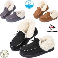 LADIES SLIPPERS FUR WOMEN ANKLE DUNLOP MEMORY FOAM THERMAL BOOTS WARM SHOES SIZE