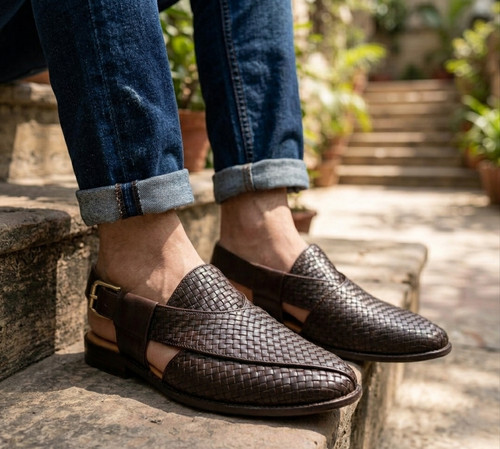 Mens leather sandals - mens, woven