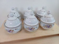 6 x Denby Lorraine Footed Lidded Soup Bowls in VGC 