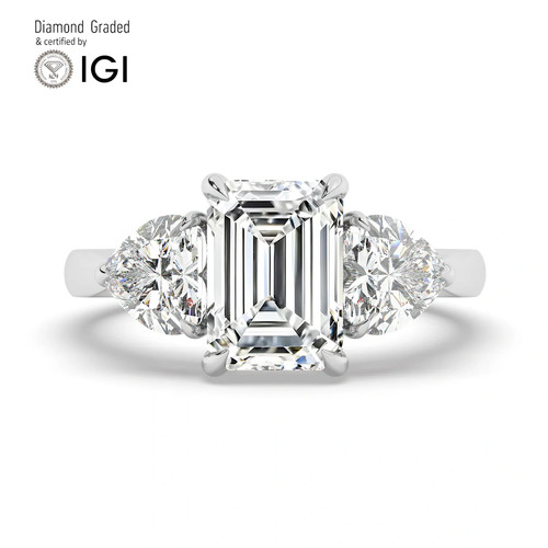 Emerald diamond trilogy ring - diamond,