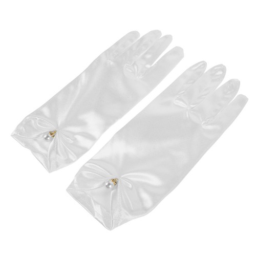 Short satin wedding gloves - short,