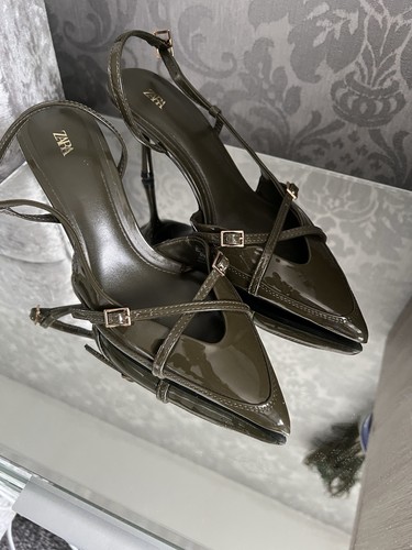 Zara khaki green slingback - zara,
