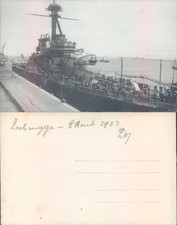 Warship in port Zeebrugge 1923 postmark Transportation Nautical Real Photo RPPC