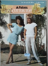 Orig Vintage Patons Cotton Top Ladies Tunic & Top 32"-38" Knitting Pattern 7124
