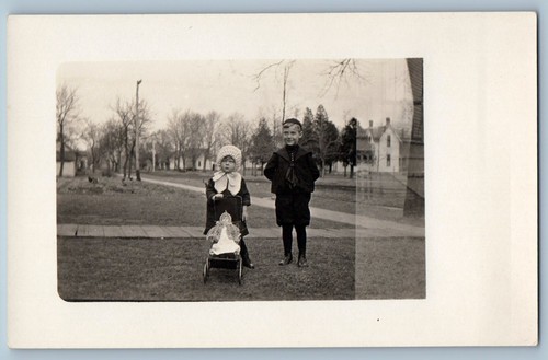 Children postcard rppc photo - children,
