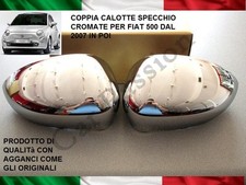 Pair Caps Mirror Chrome Fiat 500 Cinquecento 500C Coat of Arms Logo Rearview