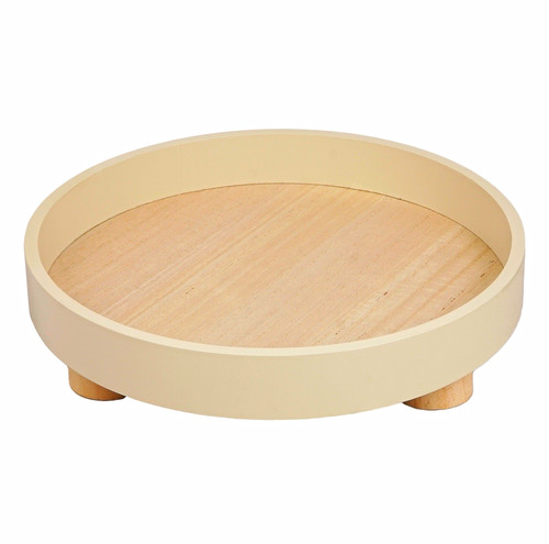 Round wooden serving - serving, footed