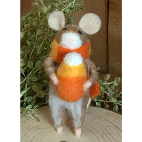 Candy corn needle felted - needle, mouse