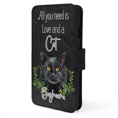 Personalised black cat iphone - black,