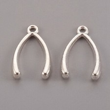 Tibetan Silver Charms Wishbone Lucky Good Luck 24mm x 15mm 10pcs C519