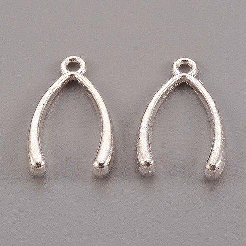 Tibetan silver charms wishbone - silver,